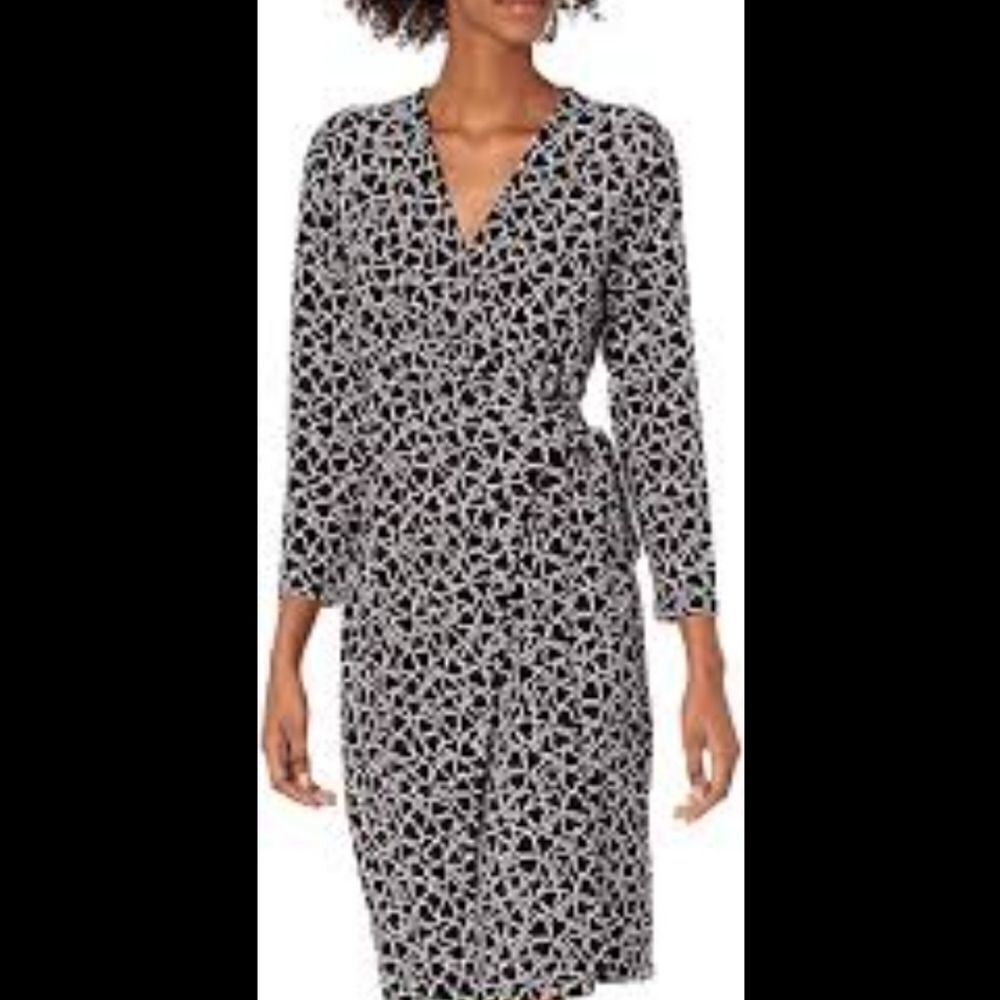 CHAPS 3/4 SLEEVE KNEE LENGTH CHAIN LINKING DESIGN PATTERN WOMEN"S DRESS